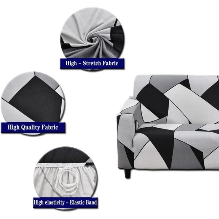 Housse De Canapé Extensible - Pour Canapé 3 Places, Tissu Stretch Polyester, Protection Anti-taches