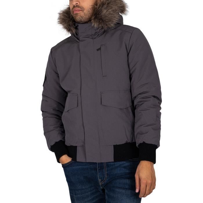 Parka Bomber Everest SUPERDRY Homme Gris Capuche a bascule Fausse fourrure amovible Gris Cdiscount Pret a Porter