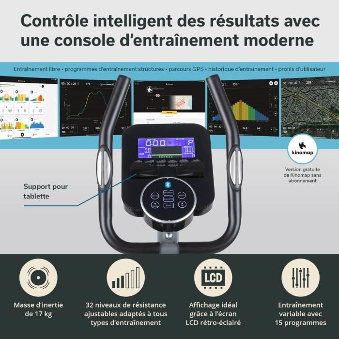 Velo elliptique Skandika Morpheus connecte Bluetooth Compatible Kinomap Max.150 kg 15 Progr. 32 Niveaux Cdiscount Sport
