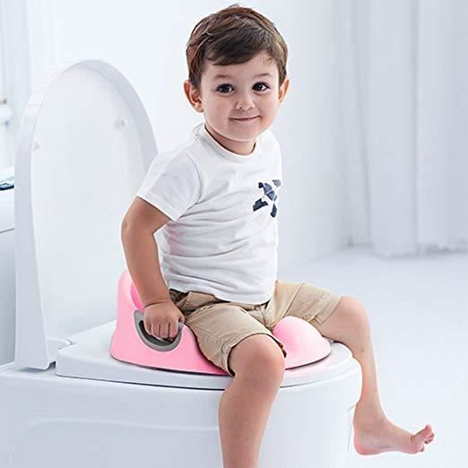 Réducteur de WC Siège de Toilette Enfant antidérapant avec Poignée de  Coussin Lunette d'Toilette Tabouret pour Toilette Ronds/Ovale
