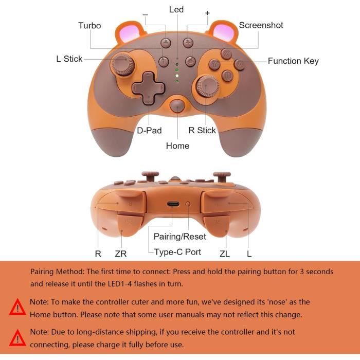 Pro Switch Sans Fil Pour Nintendo, Contrôleur Gamecube Animal Raton Laveur Mignon