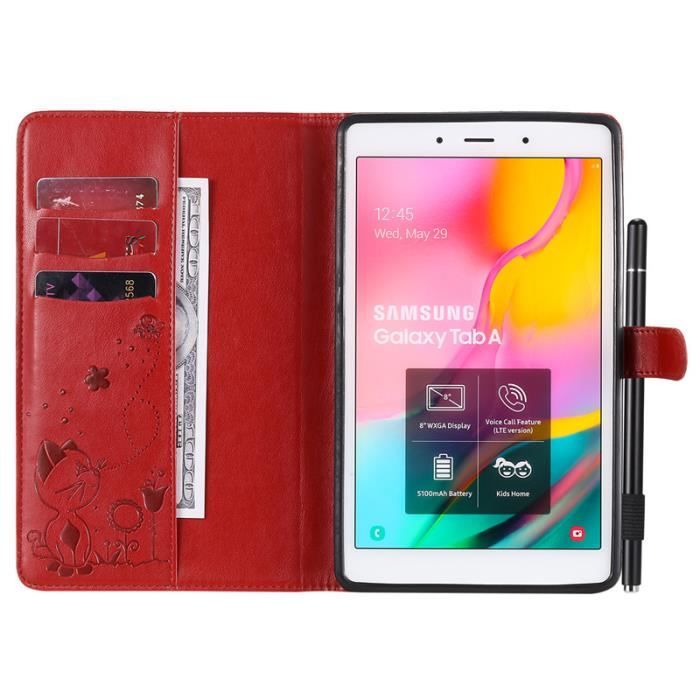 Sans stylo) Pour Samsung Galaxy Tab E 9.6 SM-T560 Housse Tablette étui  chat Rouge de Cover Protection [U] - Cdiscount Informatique