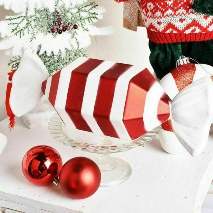 Décorations De Noël En Forme De Sucettes – 12 Pièces En Bois à Motifs étoiles/flocons – Pour Sapin, Maison, Bureau