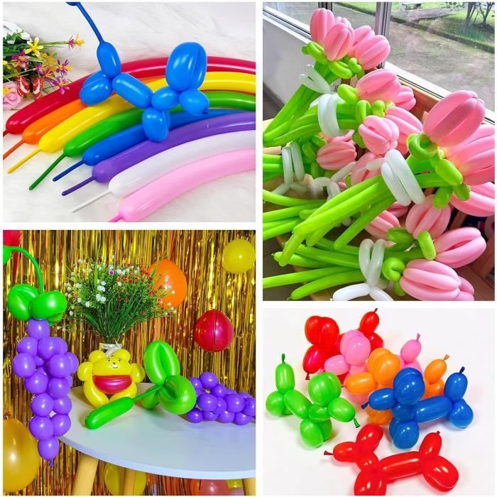 260Q Ballons De Modélisation Longs Pastel 100 Pièces Avec Pompe - Kit Pour Fêtes, Clowns Et Créations Enfants