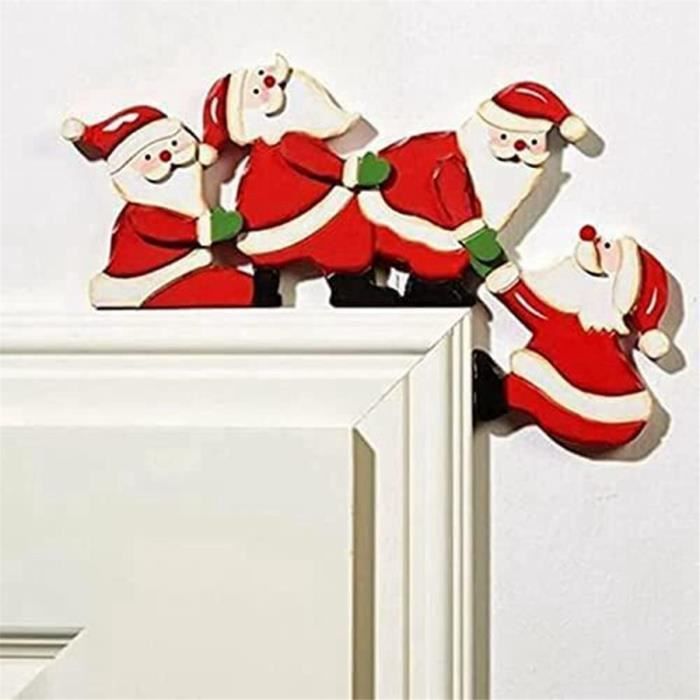 Déco Porte Noël – Gnome En Bois Avec Autocollants – Pour Porte, Fenêtre, Mur – Ambiance Fêtes – Réutilisable - 3