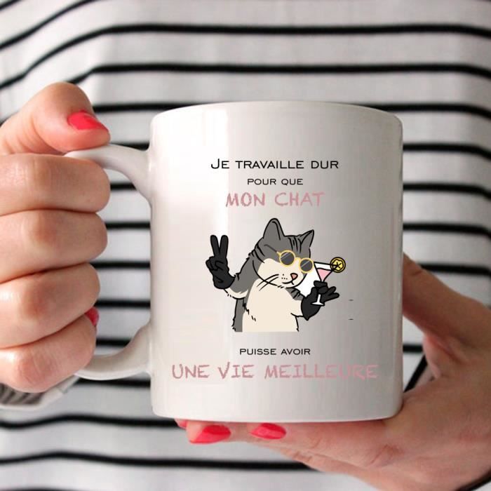 Mug 'Chat Va Être Une Belle Journée' - Céramique 330ml Fabriqué En France