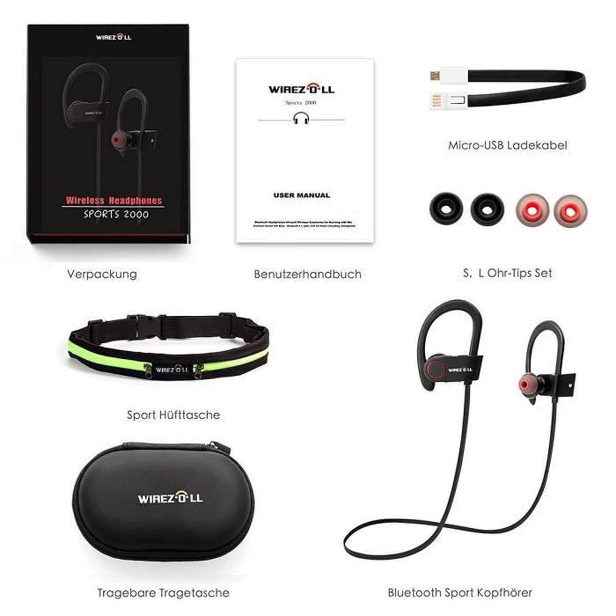 Wirezoll Wireless Ecouteurs Intra Auriculaires Bluetooth Sport