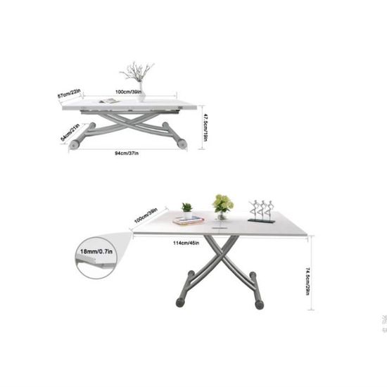 Jeffordoutlet Table Basse Pliable Multifonction Rectangulaire Reglable Et Extensible Table De Salle A Manger Bureau D Ordinateur Mod Achat Vente Table A Manger Seule Jeffordoutlet Table Basse Plia Cdiscount