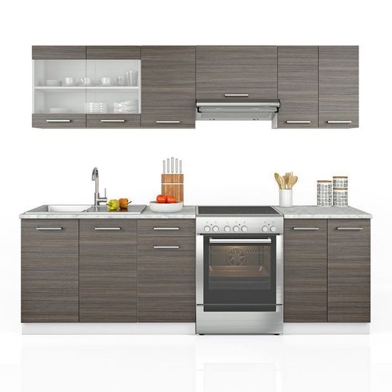 vicco cuisine raul cuisine integree bloc de cuisine cuisine equipee 240 cm gris elegant cdiscount maison