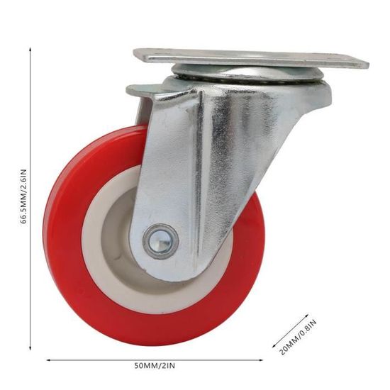 Famus 2 Pouces de Roulette pivotante en Alliage de Zinc 360 Roues de Roulette à Rotation avec Double Verrouillage de sécurité pour Les Meubles 4pcs 