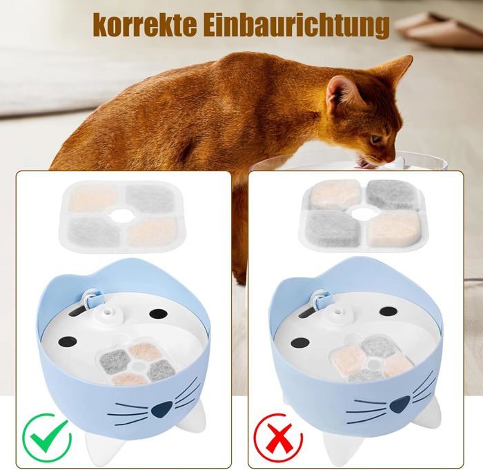 12 Filtres Pour Fontaine à Eau Chat - Triple Filtration (coton, Charbon, Résine), Avec 12 éponges De Pompe