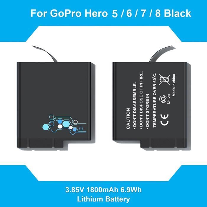 1chargeur 4batteries-Batterie GoPro Hero 8-7-6-5, chargeur rapide