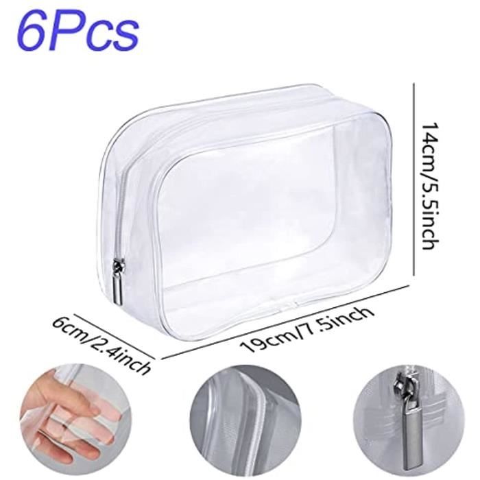 Pochette Transparente Voyage Trousse Transparente 6 Pieces Trousse de Toilette Voyage 19x14cm Trousse de Maquillage