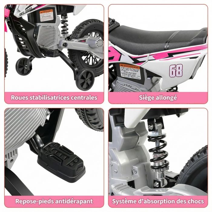 DREAMADE Moto Électrique Enfant 12V – Aprilia Avec Roues Stabilisatrices, Suspension, USB Et Musique