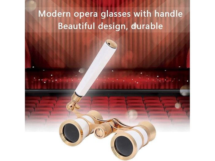 Jumelles de Nuit avec Lunettes de Vision Nocturne Opera 3X25 Tout Métal Blanc Chromé Jumelles de Vision Nocturne avec Grand Angle de Mise au Point et Haute Définition