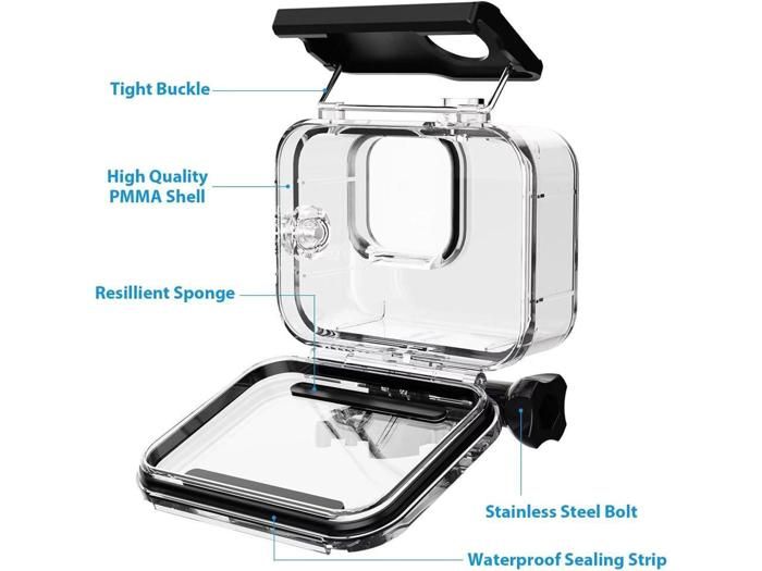 SEASKY Plongée Boîtier Étanche Boîtier Avec 3 Pack Filtre Pour Gopro Hero 11/10/9 Noir Action Caméra Accessoires Plongée Profondeur 60 M/196FT Sous-Marine Protection Shell