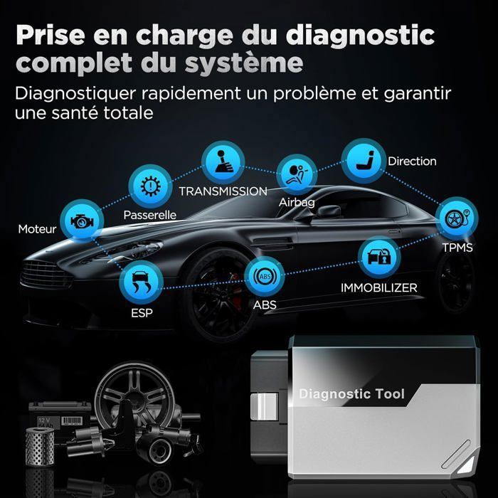 Valise Diagnostic Voiture OBD2 Multimarque En Français - Lecteur Codes Erreur Moteur Pour Tous Véhicules Dès 1996