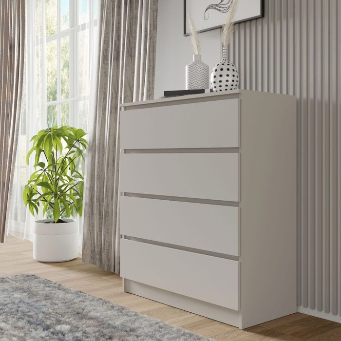 Commode MAJA 90 cm cachemire mat (beige) – meuble à 4 tiroirs, style ...