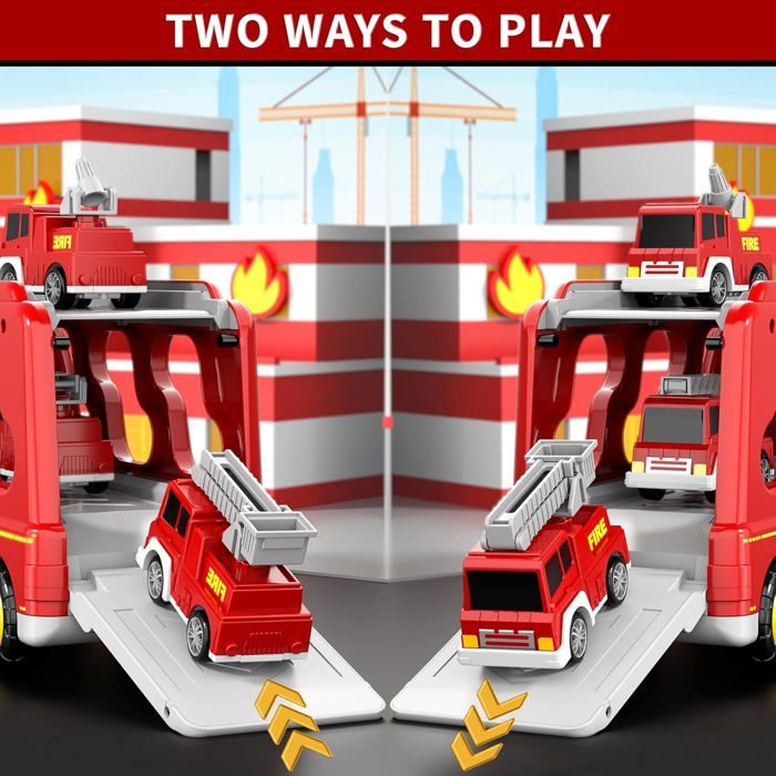 Camion De Pompiers 5-en-1 Avec Lumière, Son Et Friction – Jouet Pour Garçons Et Filles Dès 2 Ans, Cadeau Noël Idéal