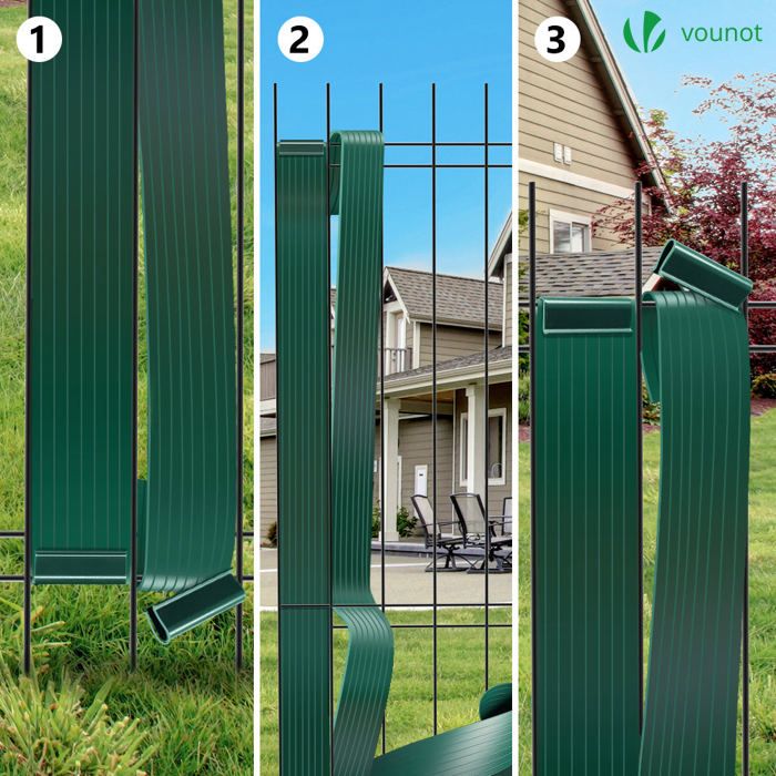 Kit Lamelles Occultantes PVC 150m X 4,7cm - Brise-vue Pour Clôtures Grillagées | 300 Clips Inclus