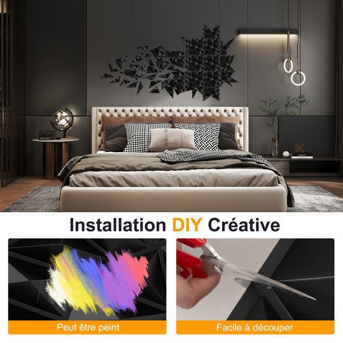 Panneau Mural Decoratif 3d Art3dwallpanels Lot De 12 Panneaux Muraux 3D En PVC Avec Motif Diamant Pour Décoration Murale 3d Wall