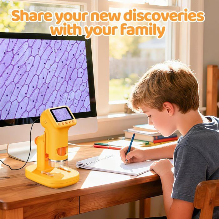 Microscope Portable Pour Enfants 50x-300x Avec Lumière LED - Digiscope, Clip Pour Smartphone, Idéal Exploration Et Cadeau éducatif
