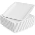 12pcs Assiettes Plates 26.5cm Vaisselles Assiette Carrée Porcelaine Plat Service de Table Malacasa Série BLANCE-0