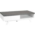 STORM Table basse style contemporain laquée blanc + plateau mélaminé imitation béton - L 120 cm-0