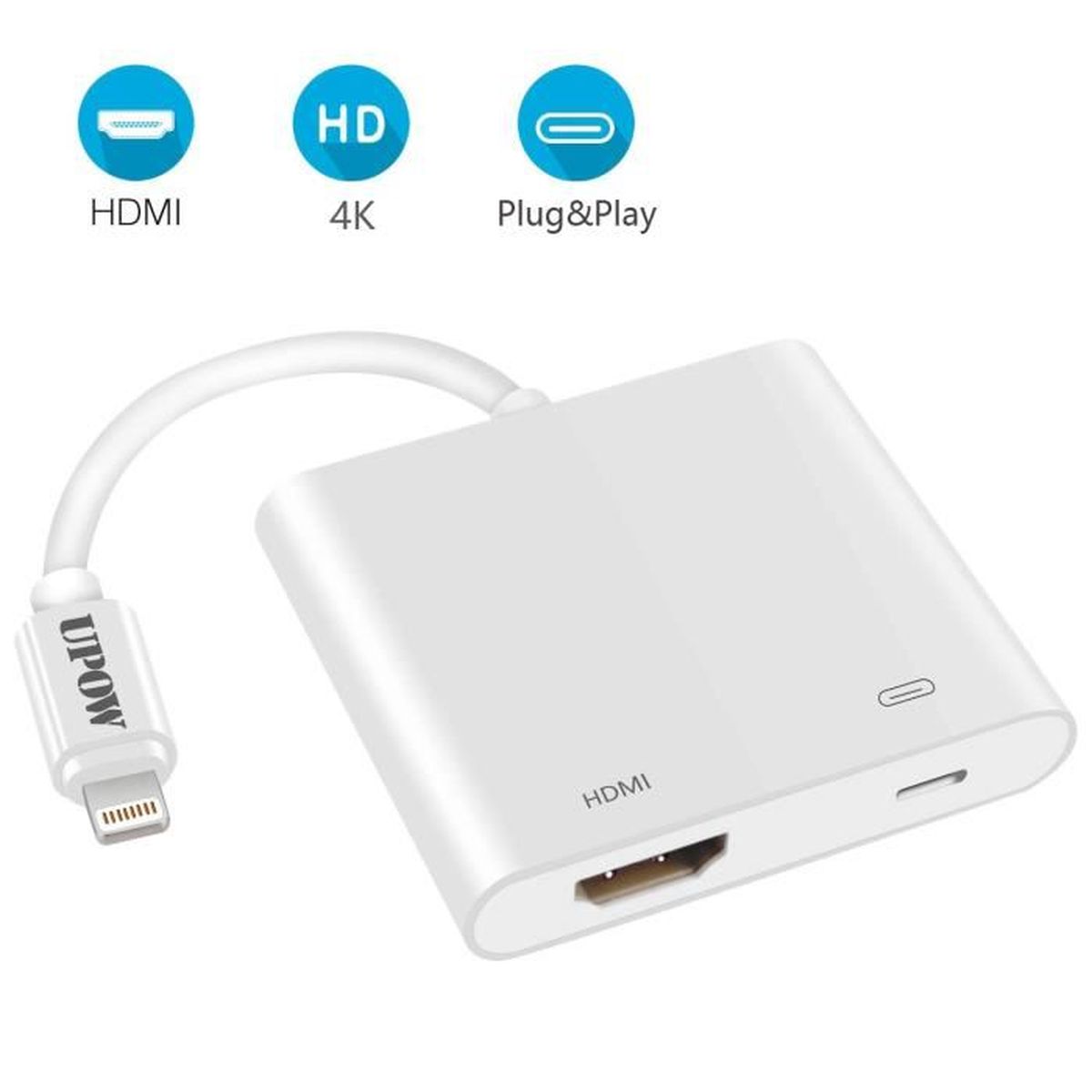 Adaptateur Lightning Vers Hdmi Displayport Numerique Iphone Ipad Ipod Support 4k Hd Tv Display Projecteur Moniteur Ordinateur Pc Prix Pas Cher Cdiscount