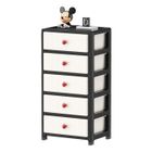 Étagère de rangement - WEVALLEY - 5 tiroirs - Noir - Roulettes - Matériau PP solide