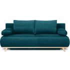 HOMIFAB Canapé convertible 3 places avec coffre en velours bleu canard - Laria