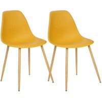 Lot de 2 chaises style scandinave "Ava" pieds métal imitation chêne Atmosphera - Couleur: Ocre