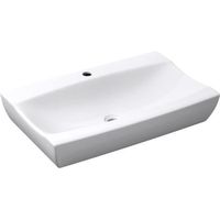 Mai & Mai Lavabo suspendu vasque à poser blanc lave mains salle de bain avec perçage de robinet sans trop-plein BR890