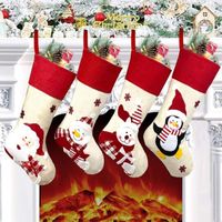 Chaussettes Noel,Sac de Bonbons Bas de Décoration de Noel,Grandes Bas de Noël,pour Cheminée Vitrine Sac de Bonbons,4pcs