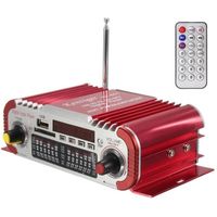 2 Canaux Hi-FI Mini Stéréo Amplificateur de Puissance, Audio de Musique Lecteur Support USB/FM/SD pour Voiture Moto DVD DC 12V-Rouge