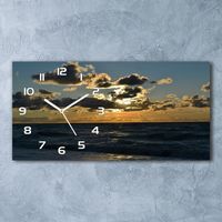 Tulup Horloge Murale Design 60x30cm Impression Moderne Sécurité Mur Silencieuse - Aiguilles Blanc - Coucher de soleil en mer