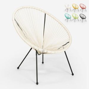 FAUTEUIL JARDIN  Fauteuil Intérieur de style Acapulco et chaise de jardin design spaghetti moderne Sunflower - couleur:Blanc
