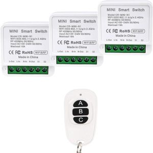 TÉLÉCOMMANDE DOMOTIQUE  Mini Smart Switch WiFi et RF433 Télécommande 16A A