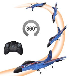 AVION - HÉLICO Bleu 1 Batterie-Avion RC à 2 canaux avec lumière, jeu de sport en plein air, jouets de chasse RC pour enfants