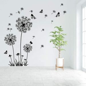 Sticker Mural Fleur de Pissenlit Noir (165x130cm) I Papillon