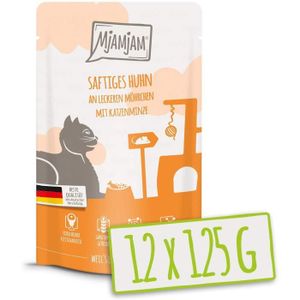 BOITES - PATÉES Nourriture Pour Chats - Mjamjam Quetschie – Savoureuse Huhn An Leckeren Möhrchen Pack 12 (12 X 125 G)