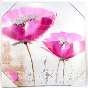 Tableau déco Fleurs 75 - Toile peinte à la main - 60 x 60 x 3 cm - Maison