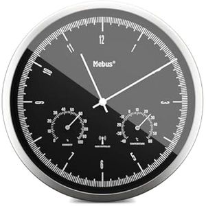 Horloge Murale Avec Pendule Radio-Pilotée En Bois De Hêtre Plaqué Avec