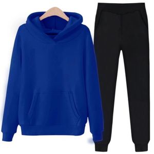 SWEATSHIRT Ensemble pull à capuche et pantalon pour femmes - Sportswear - Type Royal Blue