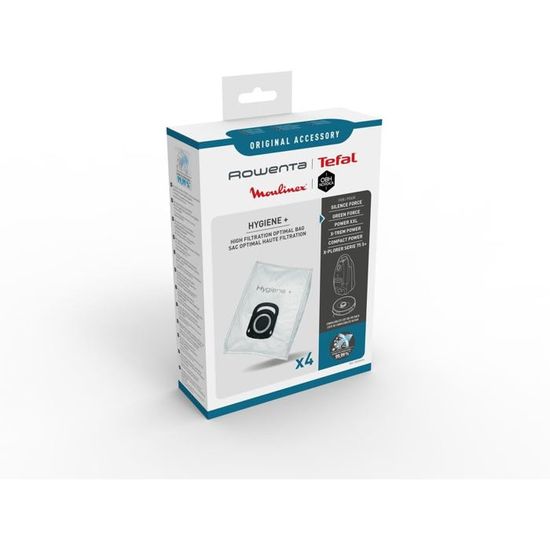 Boîte de 4 sacs aspirateurs hygiène+ aromatic fleur de coton pour Aspirateur SEB ZR200920