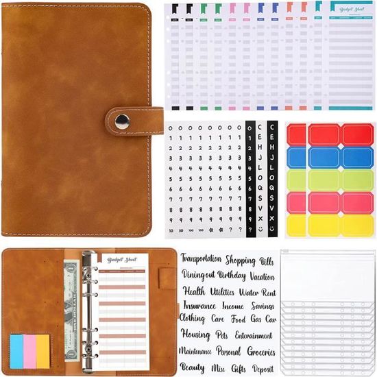 11 PièCes A6 Classeur Budget PVC 6 Anneaux Rechargeable