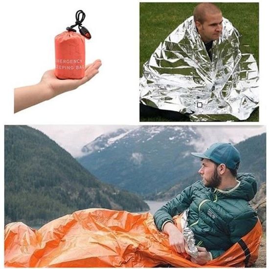 2PCS Couverture de Survie Reutilisable Sac de Couchage de Survie pour Le  Camping en Plein Air