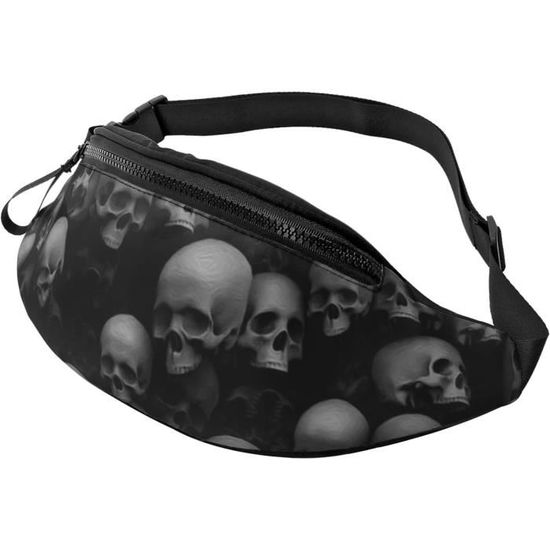Bandeau D'Entraînement Unisexe Motif Crânes Noir/Blanc - Taille Unique, Polyester Respirant, Pour Sport, Yoga, Running