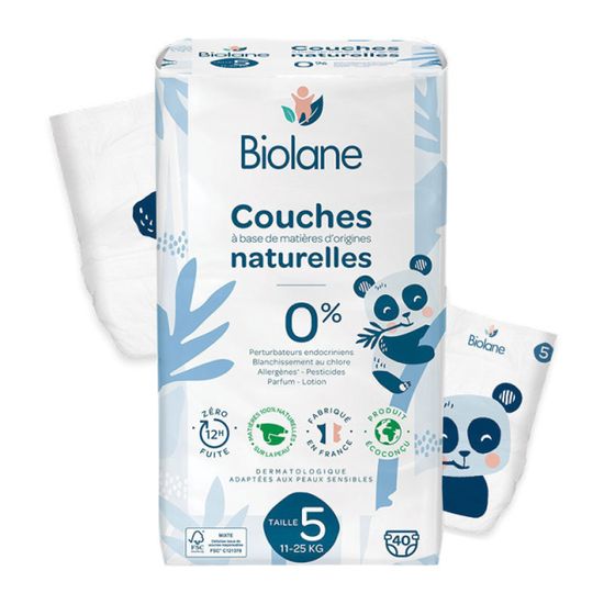 Biolane Couches Naturelles T5 40 Couches - Cdiscount Puériculture & Eveil  bébé