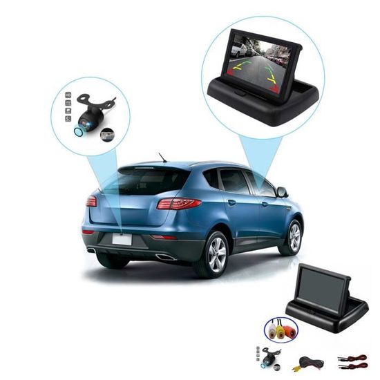 Écran LCD 4,3 Pouces Pour Caméra De Recul Voiture - Double Entrée V1/V2 - Fixation Pare-soleil